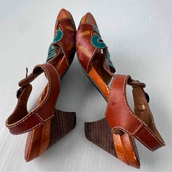 L’artiste philomena t-strap heeled sandals flower design and medallion size 37 - Picture 5 of 14